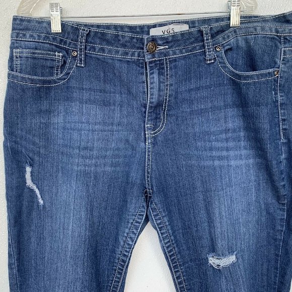 VGS Women Jeans Size 16 Blue Slim Boot Embroidery - Picture 6 of 11
